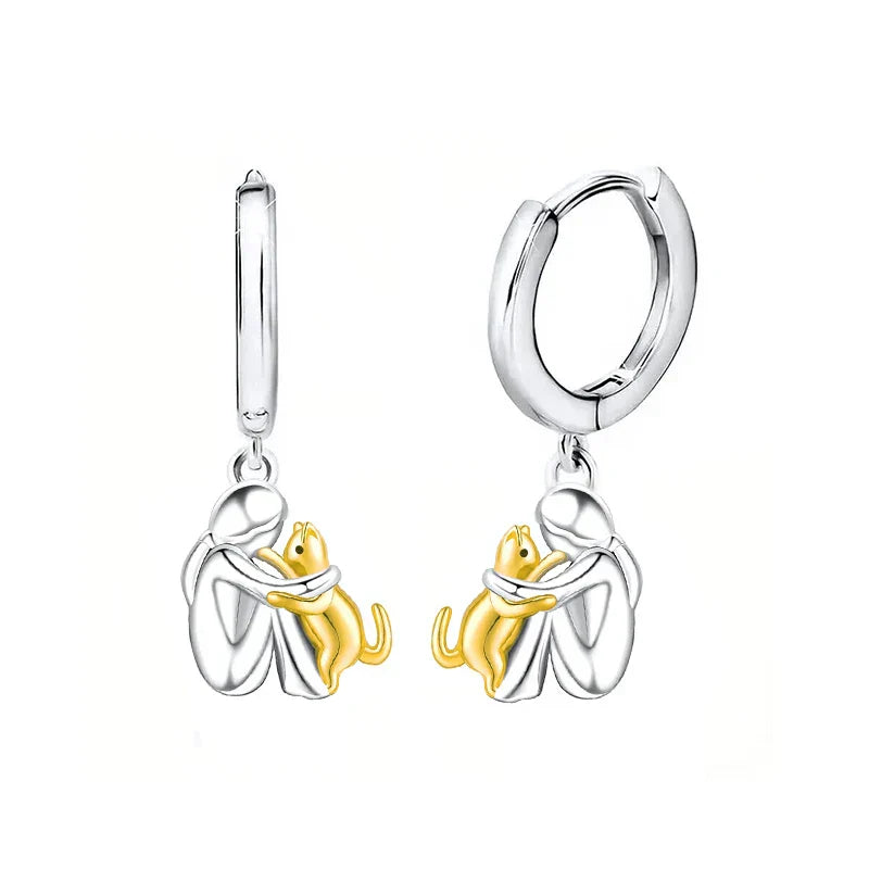 Lily™ - Boucles d’Oreilles Icône Chat (Fermoir Rond)
