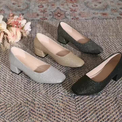 Élancée – Escarpins Brillants à Talon Moyen