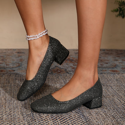 Élancée – Escarpins Brillants à Talon Moyen