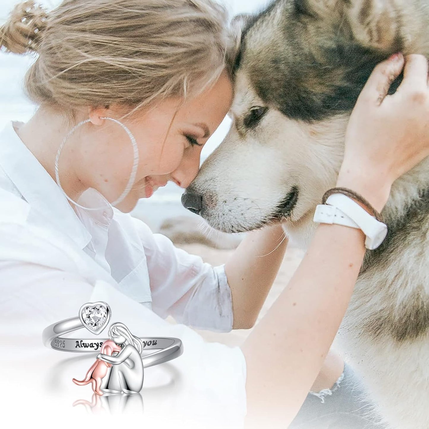 Anne™ - Bague avec Icône de Chien (Rose)