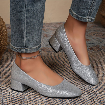 Élancée – Escarpins Brillants à Talon Moyen