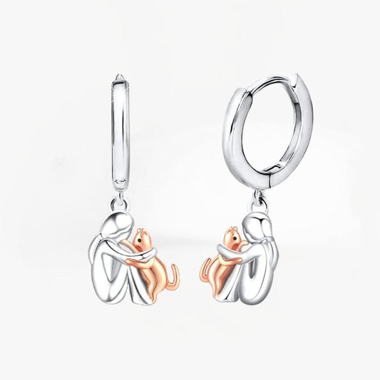 Lily™ - Boucles d’Oreilles Icône Chat (Fermoir Rond)